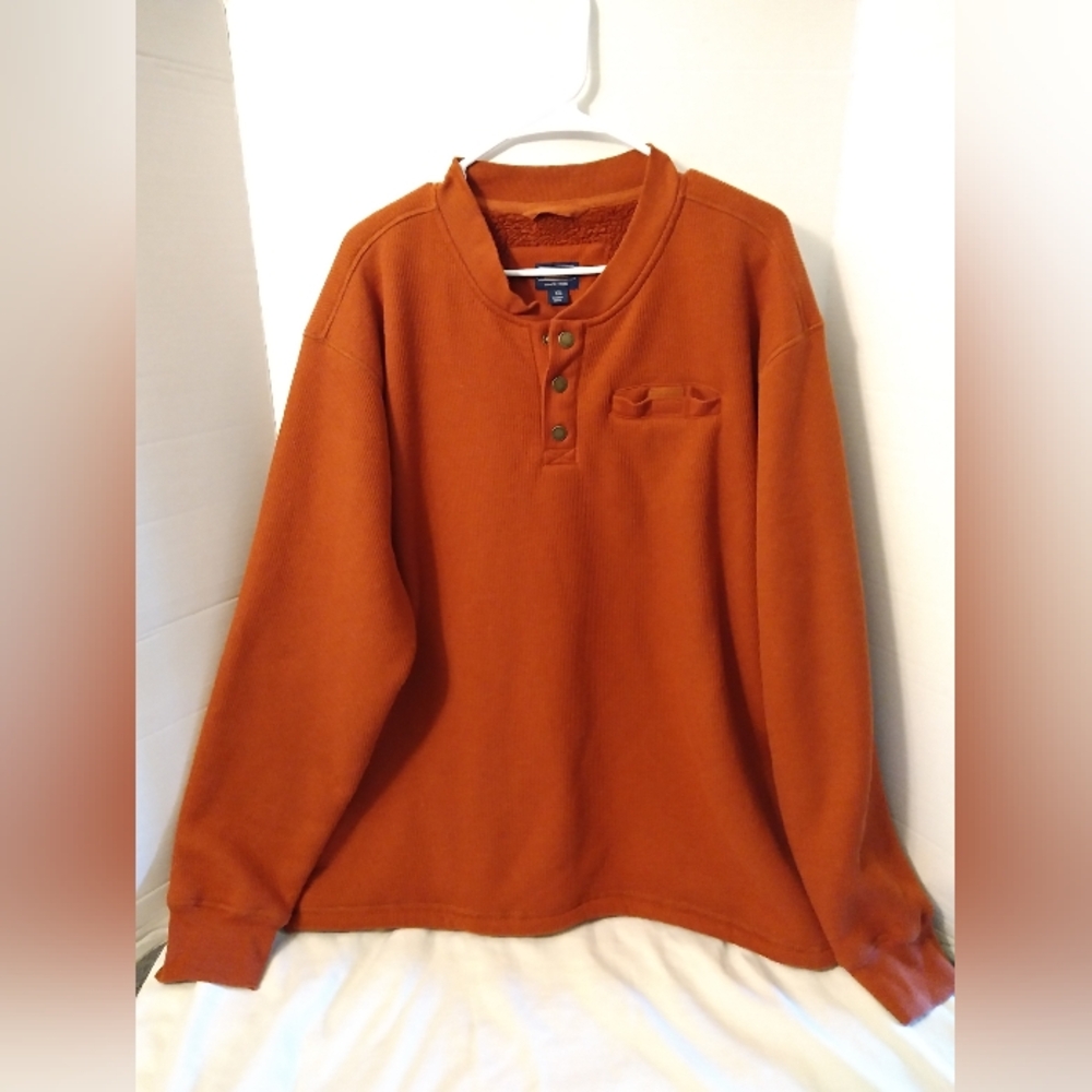 Smith's Workwear Men's Sherpa-Bonded Thermal Knit Henley Pullover Orange XXL EC